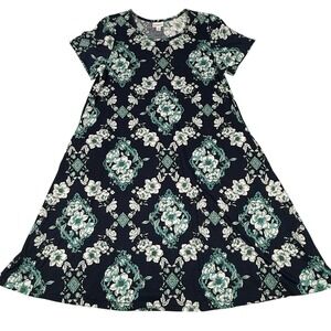 Swing A Line Short Sleeve Floral Dress Size Medium 10/12 Lightweight Pockets